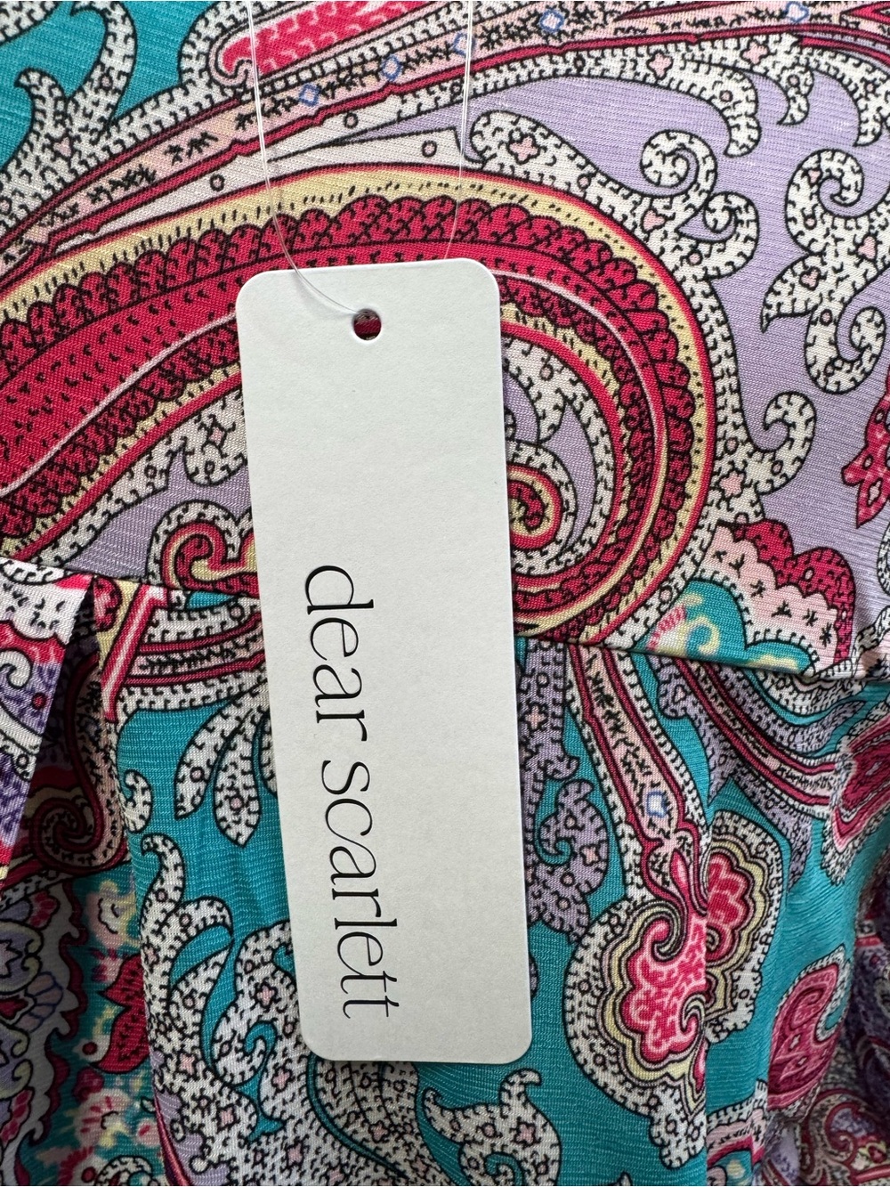 Dear Scarlett Turquoise Paisley V-Neck Blouse - Women - Picture 5 of 6